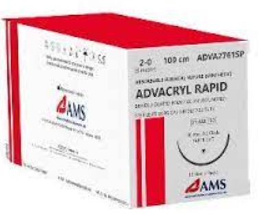 ADVACRYL RAPID BRAIDED COATED POLYGLACTIN 910 UNDYED 5-0 45CM CIRCLE CUTTING SINGLE ARM 12MM